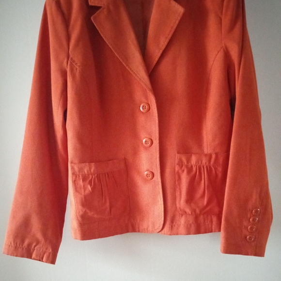 🧡🍊 Orange Women's Blazer | Dalia Collection | Size 12 | Velvet/Suede Texture - Picture 7 of 9